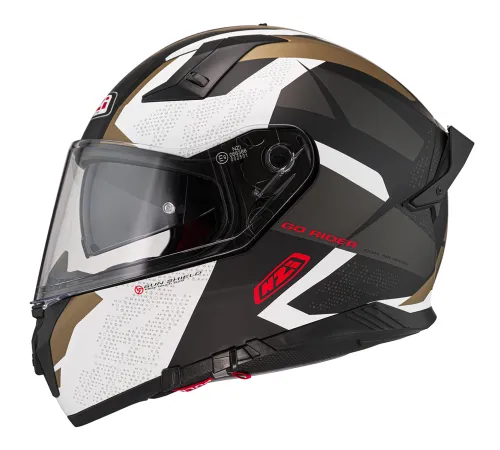 Шлем-интеграл NZI GO RIDER STREAM DUO TRIDENT чёрный/серый/золотой Шлем-интеграл NZI GO RIDER STREAM DUO TRIDENT чёрный/серый/золотой
