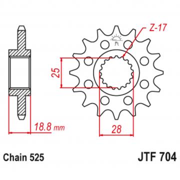 Звезда ведущая , с демпфером, JT 704.17RB