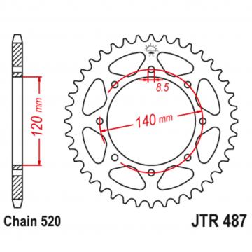 Звезда задняя (ведомая),(сталь) JT 487.46