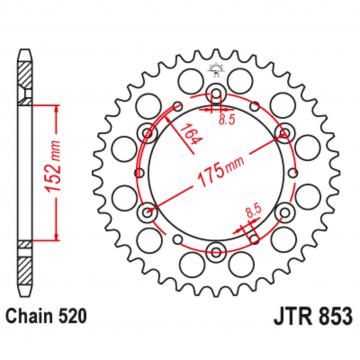 Звезда задняя (ведомая),(сталь) JT 853.44