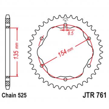 Звезда задняя (ведомая),(сталь) JT 761.41